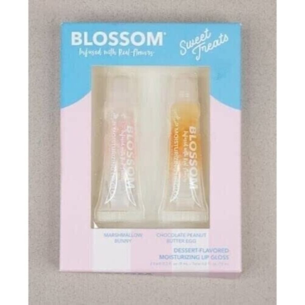 NEW Blossom Lip Gloss Set Marshmallow Bunny and Chocolate Peanut Butter Egg